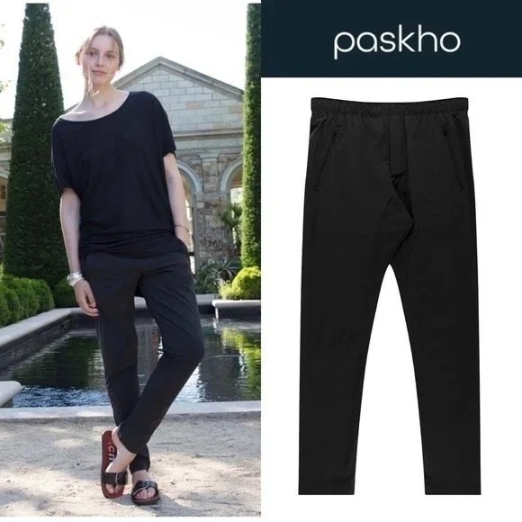 Paskho Pants Women's XL Black Harmonious Relaxed Travel Pull On‎ Comfort Stretch - Picture 1 of 16